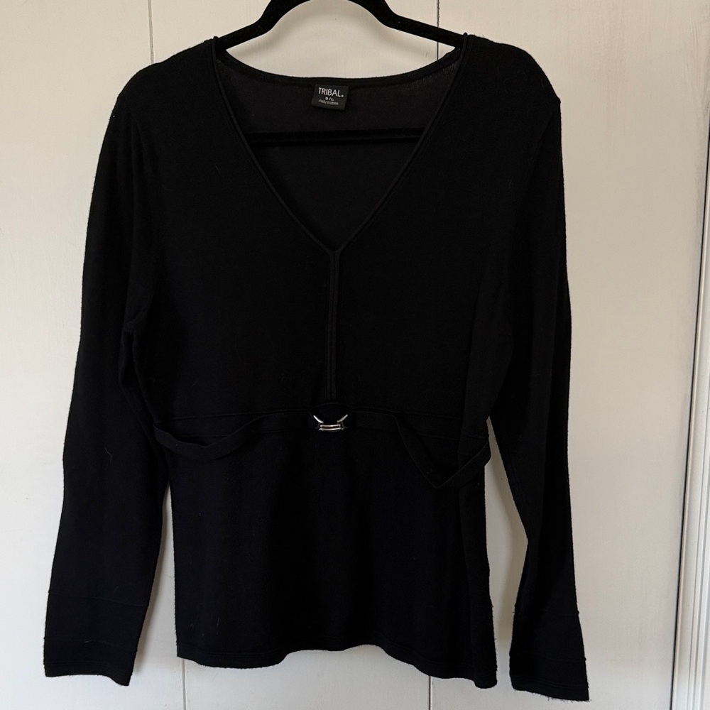 Tribal Women's Elegant Black Long Sleeve Top